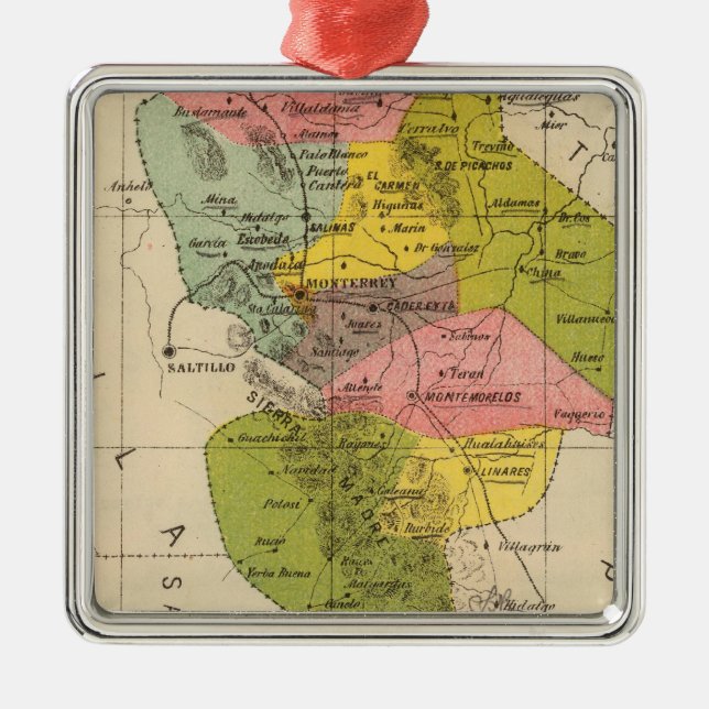 Nuevo Leon, Mexico Metal Tree Decoration (Front)