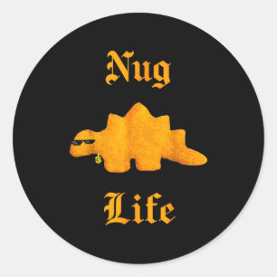 Nug Life Dinosaur Chicken Nugget Funny Retro  Classic Round Sticker