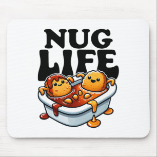 Nug Life Funny Chicken Nuggets In Bbq Sauce Cartoo Mouse Pad