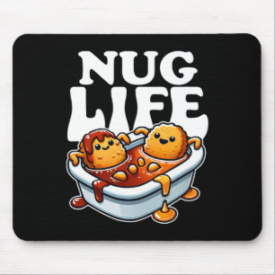 Nug Life Funny Chicken Nuggets In Bbq Sauce Cartoo Mouse Pad