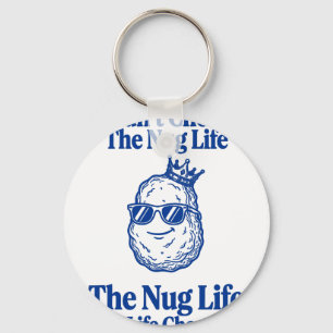 Nug Life Retro Line Art Cool Shades Chicken Nugget Key Ring