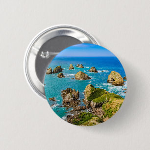 Nugget Point islets, New Zealand 6 Cm Round Badge