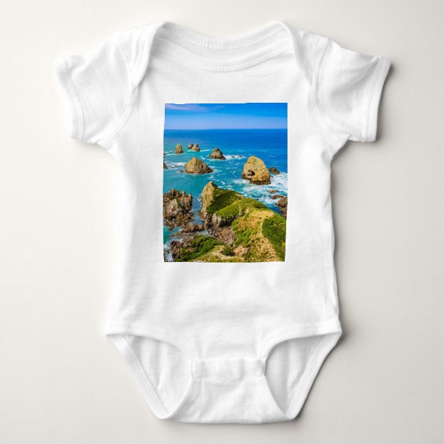 Nugget Point islets, New Zealand Baby Bodysuit (Front)