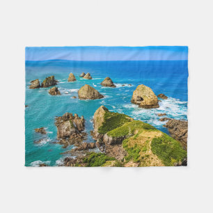 Nugget Point islets, New Zealand Fleece Blanket