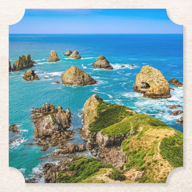 Nugget Point islets, New Zealand Paper Coaster (Front)