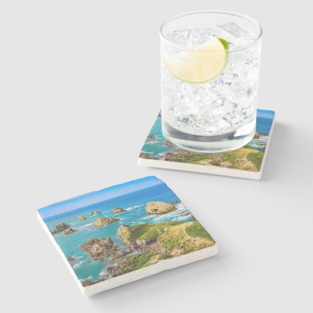 Nugget Point islets, New Zealand Stone Coaster (Side)