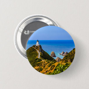 Nugget Point lighthouse, New Zealand 6 Cm Round Badge