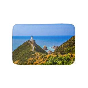 Nugget Point lighthouse, New Zealand Bath Mat