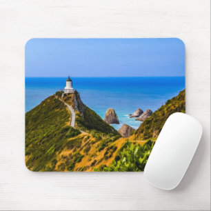Nugget Point lighthouse, New Zealand Mouse Pad