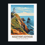 Nugget Point Lighthouse New Zealand Travel Vintage Postcard<br><div class="desc">Nugget Point Lighthouse vector artwork. Nugget Point Lighthouse is a lighthouse at Nugget Point in the Otago region of the South Island of New Zealand.</div>