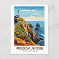 Nugget Point Lighthouse New Zealand Travel Vintage