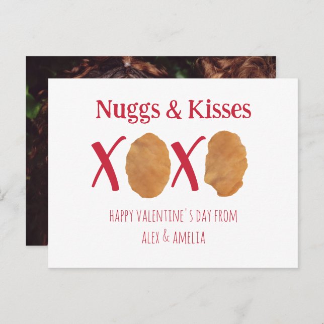 Nuggs & Kisses Chicken Nuggets Pun Valentine Photo Postcard (Front/Back)