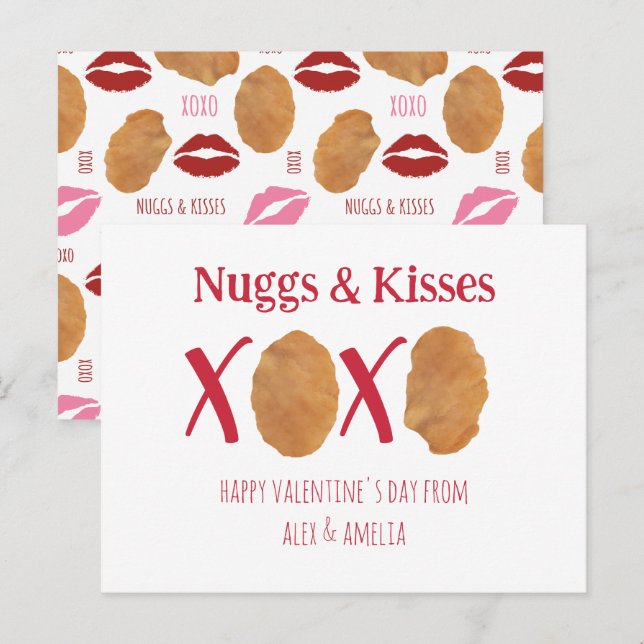Nuggs & Kisses Chicken Nuggets Punny Valentine Postcard (Front/Back)