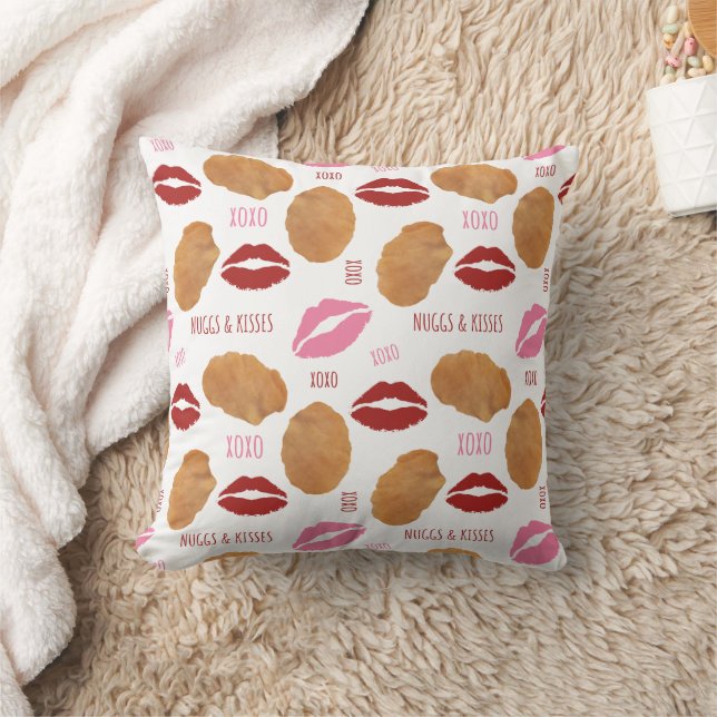 Nuggs & Kisses Valentine Pattern Nuggets Lips Cushion (Blanket)