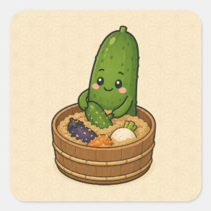 Nukazuke Cucumber Square Sticker