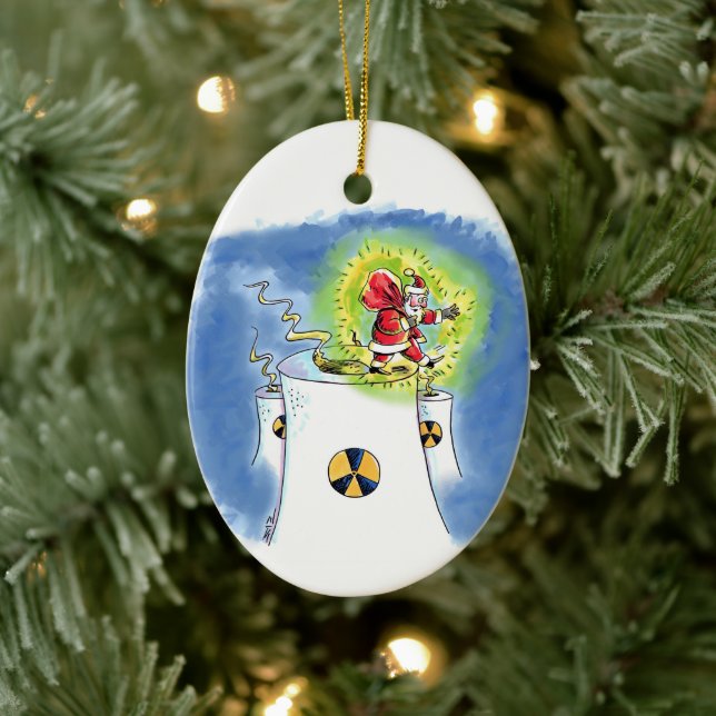 Nuked Santa Claus oval ceramic ornament (Tree)