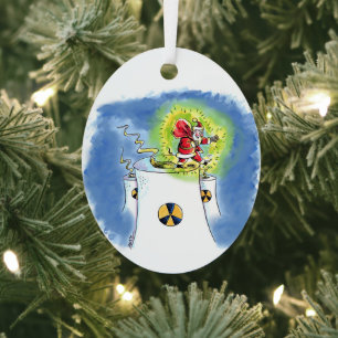 Nuked Santa Claus oval metal ornament