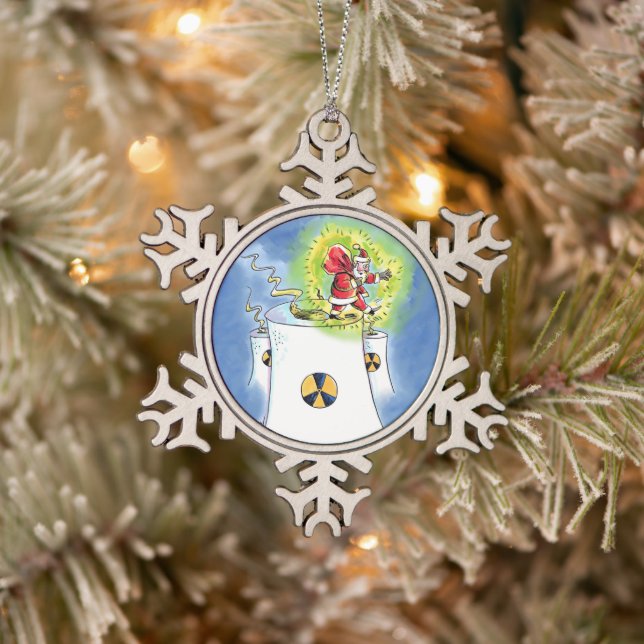 Nuked Santa Claus pewter snowflake ornament (Tree)