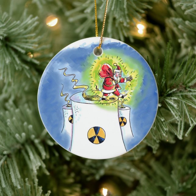 Nuked Santa Claus round ceramic ornament (Tree)