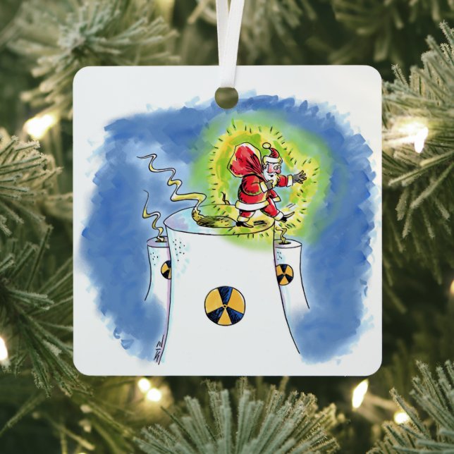 Nuked Santa Claus square metal ornament (Insitu)