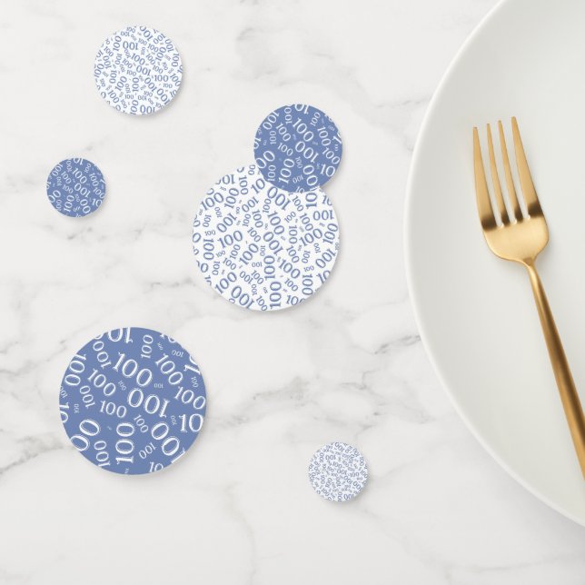 Number 100 Pattern Blue and White 100th Birthday Confetti (Group)