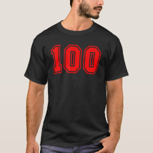 Number 100 Sports Uniform Red Fan Athlete Jersey T-Shirt