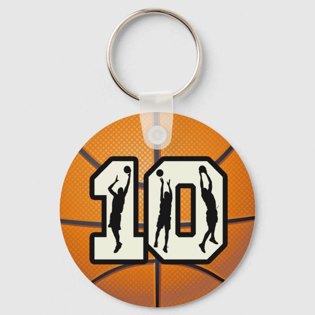 Number 10 Basketball and Players Key Ring (Front)