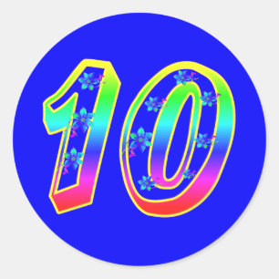 Number 10 Birthday Party Flower Stickers