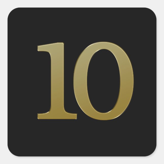 Number 10 Gold Square Sticker (Front)