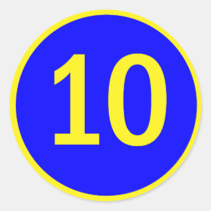 number 10 in a circle classic round sticker