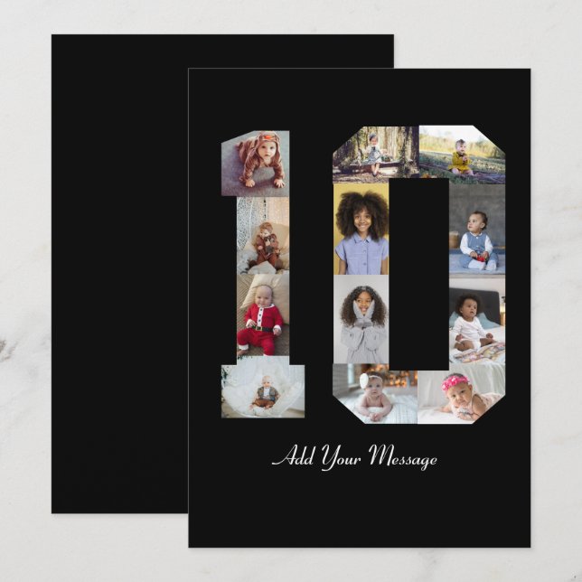 Number 10 Photo Collage Holiday Card (Front/Back)