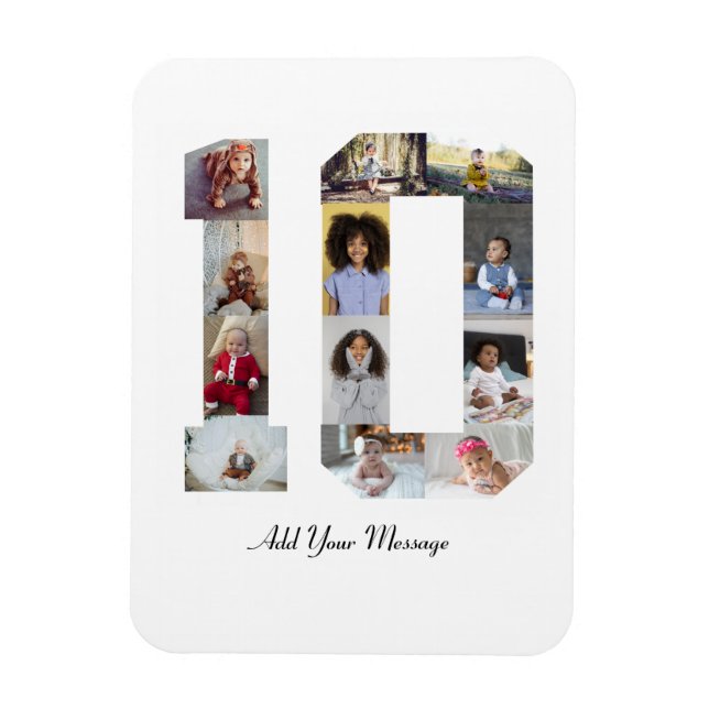 Number 10 Photo Collage Magnet (Vertical)