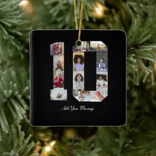 Number 10 Photo Collage Poster Ceramic Ornament