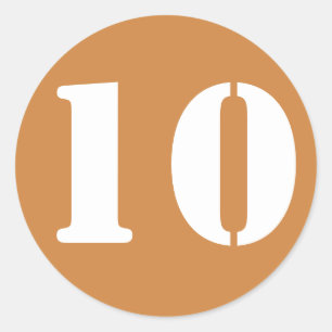 Number 10 Ten Peru Gold Stencil Numbers by Janz Classic Round Sticker