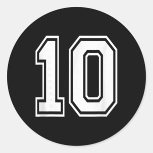 Number 10 Varsity Style Bold Sports Birthday Jerse Classic Round Sticker