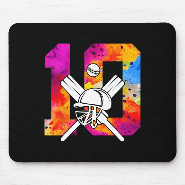 Number 10 Years Cricket 10th Birthday 1  Mouse Pad (Front)