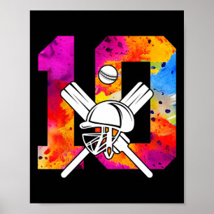 Number 10 Years Cricket 10th Birthday 1  Poster