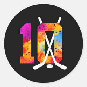 Number 10 Years Ice Hockey 10th Birthday (2)  Classic Round Sticker