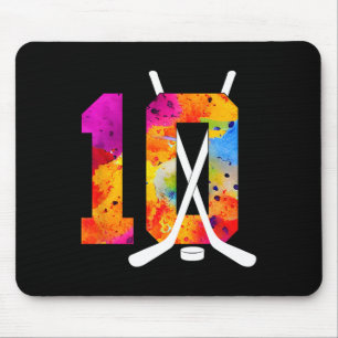Number 10 Years Ice Hockey 10th Birthday (2) Mouse Pad