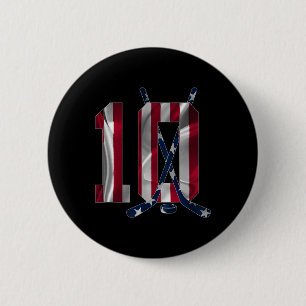 Number 10 Years Ice Hockey 10th Birthday  6 Cm Round Badge