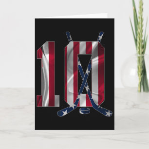Number 10 Years Ice Hockey 10th Birthday Card