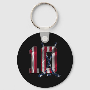 Number 10 Years Ice Hockey 10th Birthday  Key Ring