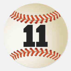 Number 11 Baseball Classic Round Sticker