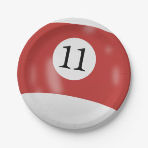 Number 11 billiard ball paper plate