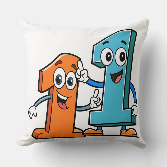 Number 11 Cute Cartoon Mascot Vector Illustration Cushion (Front)