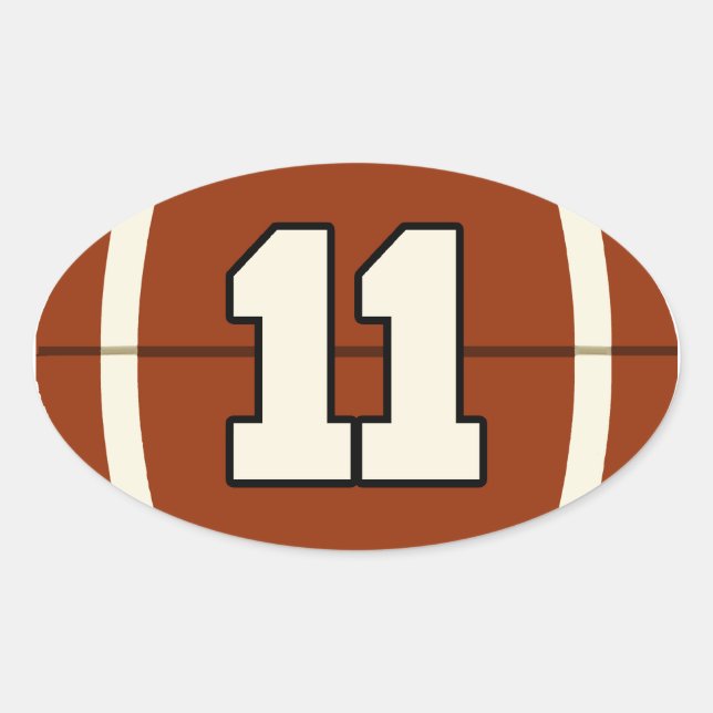 Number 11 Football Sticker. Oval Sticker (Front)