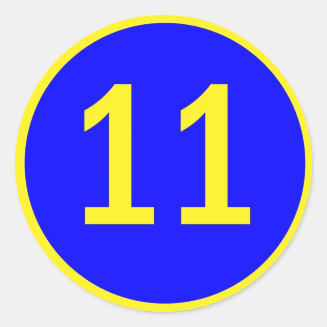 number 11 in a circle classic round sticker (Front)