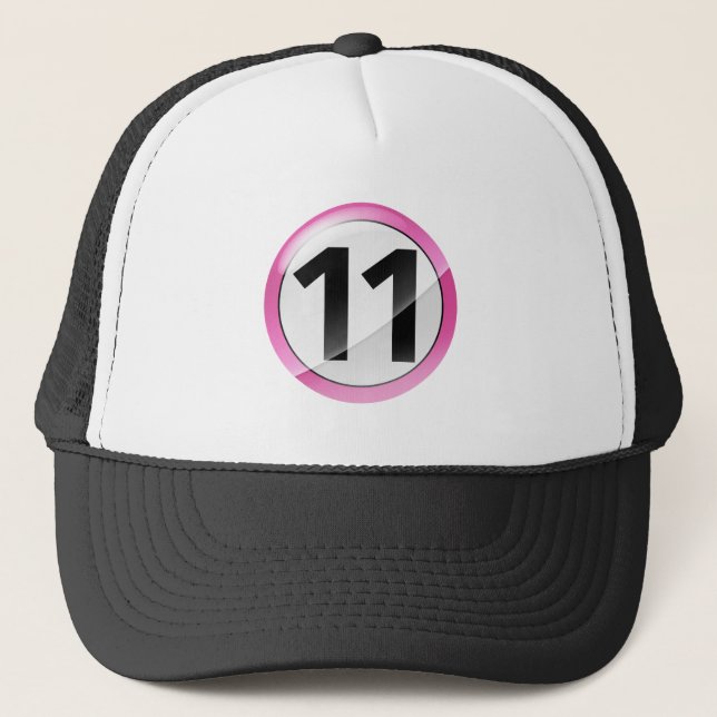 Number 11 pink trucker hat (Front)