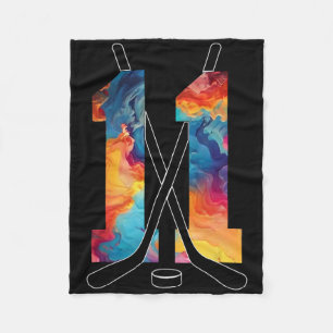 Number 11 Years Ice Hockey 11th Birthday _1  Fleece Blanket
