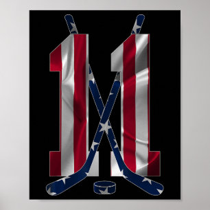 Number 11 Years Ice Hockey 11th Birthday (1) Poster